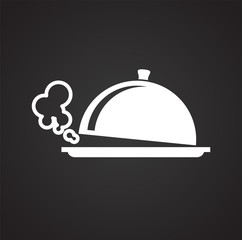 Poster - Dish icon on black background for graphic and web design, Modern simple vector sign. Internet concept. Trendy symbol for website design web button or mobile app