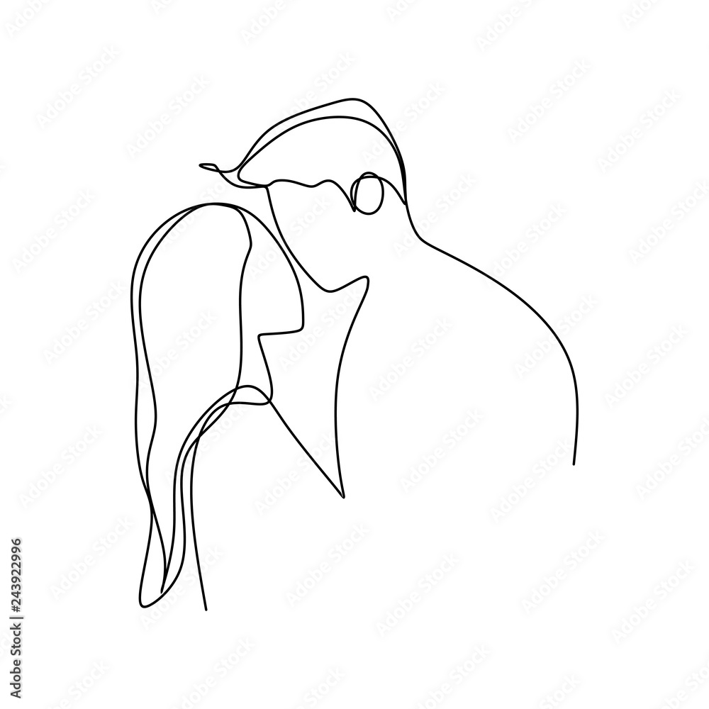 Romantic couple one continuous line art drawing vector illustration ...