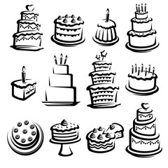 Wall Mural - Cake set. Elements and icons collection. Vector