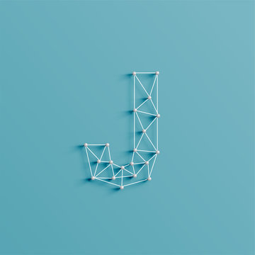 A character made by pins and lines, 3D and realistic, vector