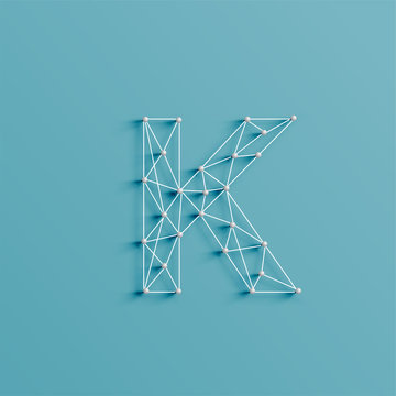 A character made by pins and lines, 3D and realistic, vector