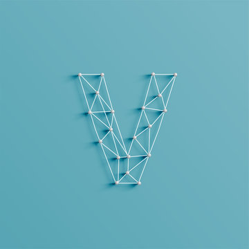 A character made by pins and lines, 3D and realistic, vector