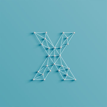 A character made by pins and lines, 3D and realistic, vector