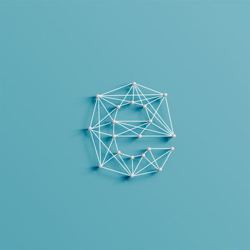 A character made by pins and lines, 3D and realistic, vector