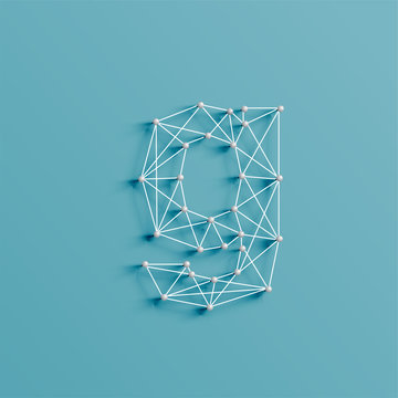 A character made by pins and lines, 3D and realistic, vector