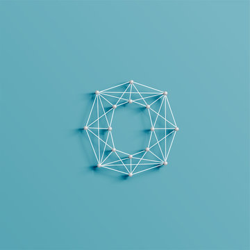 A character made by pins and lines, 3D and realistic, vector