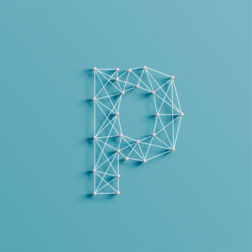 A character made by pins and lines, 3D and realistic, vector