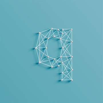 A character made by pins and lines, 3D and realistic, vector
