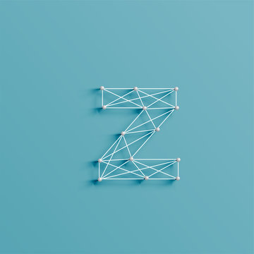 A character made by pins and lines, 3D and realistic, vector