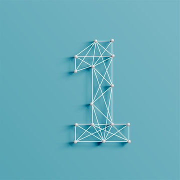A character made by pins and lines, 3D and realistic, vector