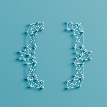 A character made by pins and lines, 3D and realistic, vector