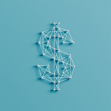 A character made by pins and lines, 3D and realistic, vector