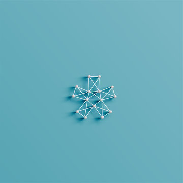 A character made by pins and lines, 3D and realistic, vector