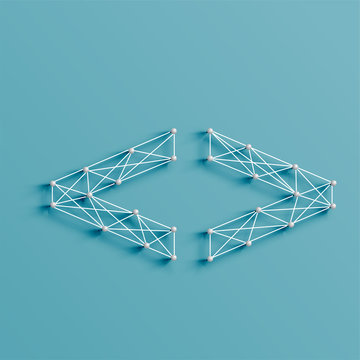 A character made by pins and lines, 3D and realistic, vector