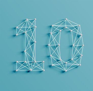 A number made by pins and lines, 3D and realistic, vector
