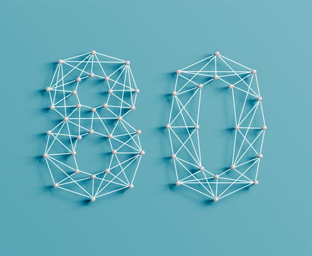 A number made by pins and lines, 3D and realistic, vector