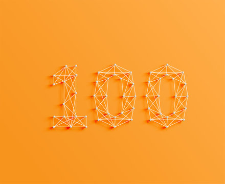 A number made by pins and lines, 3D and realistic, vector