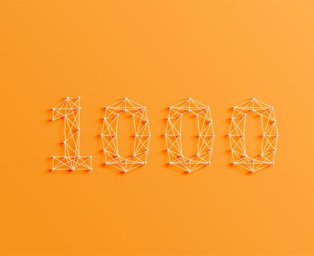 A number made by pins and lines, 3D and realistic, vector