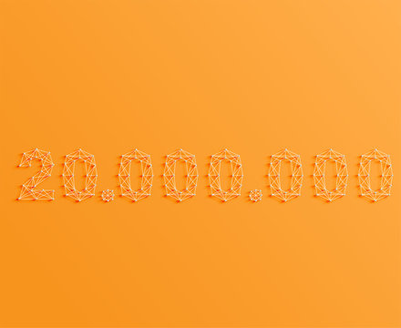 A number made by pins and lines, 3D and realistic, vector