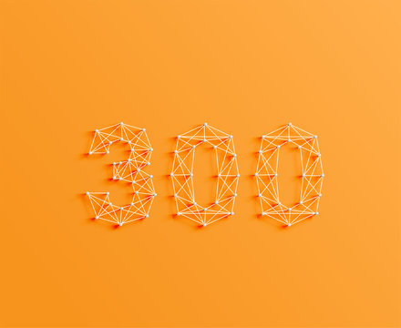 A number made by pins and lines, 3D and realistic, vector
