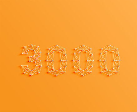 A number made by pins and lines, 3D and realistic, vector