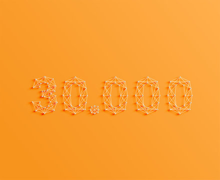 A number made by pins and lines, 3D and realistic, vector