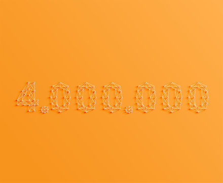 A number made by pins and lines, 3D and realistic, vector