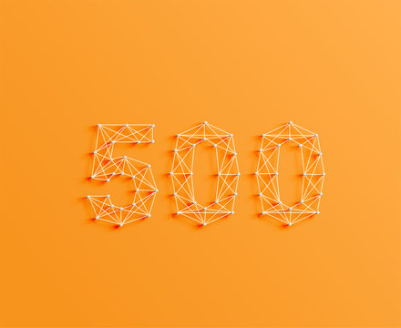 A number made by pins and lines, 3D and realistic, vector