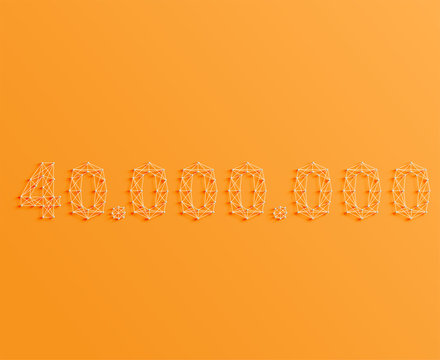 A number made by pins and lines, 3D and realistic, vector