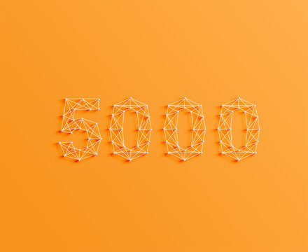 A number made by pins and lines, 3D and realistic, vector