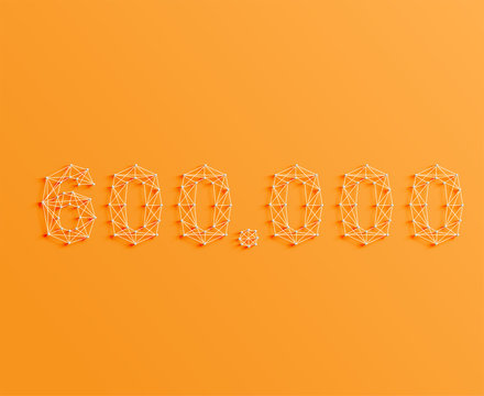 A number made by pins and lines, 3D and realistic, vector