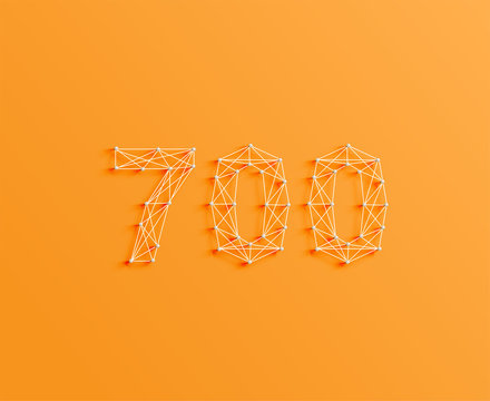 A number made by pins and lines, 3D and realistic, vector