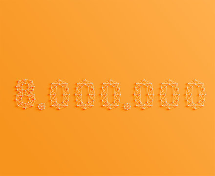 A number made by pins and lines, 3D and realistic, vector
