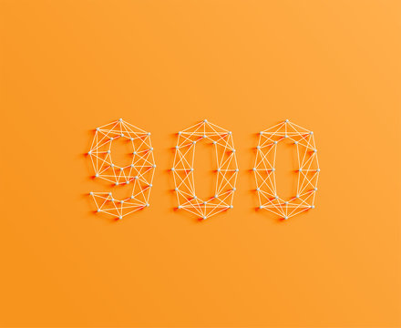 A number made by pins and lines, 3D and realistic, vector