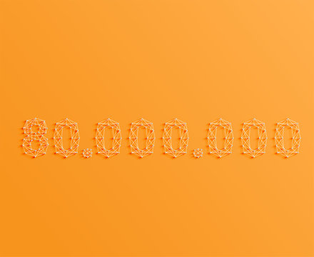 A number made by pins and lines, 3D and realistic, vector