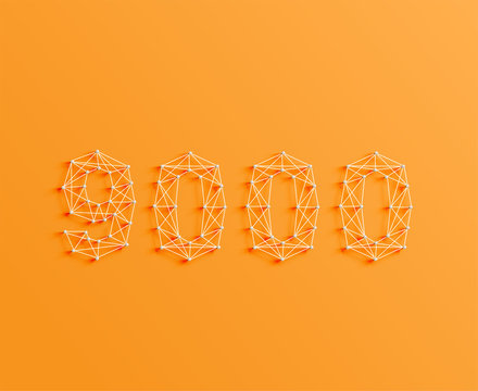 A number made by pins and lines, 3D and realistic, vector