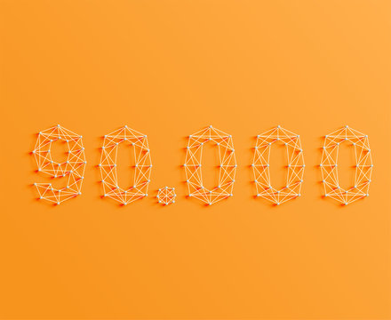 A number made by pins and lines, 3D and realistic, vector