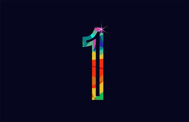 rainbow colored number 1 one logo company icon design