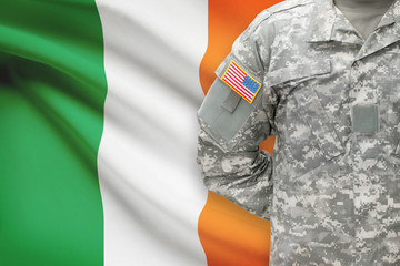 American soldier with flag on background - Ireland