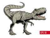 Fototapeta  - Tyrannosaurus rex or t rex dinosaur isolated on white. Comic style vector illustration.