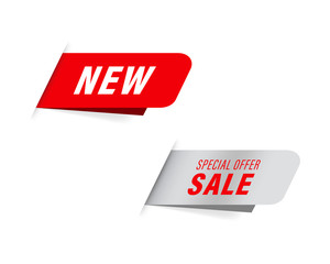 Wall Mural - new tag and special sale label. red banner and badges design.