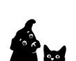 Curious cat and dog muzzles. Vector