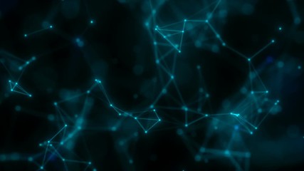 Poster - Rhythmic space web.Science, technology and engineering motion background. Abstract plexus composition. 3d rendering.Seamless loop.