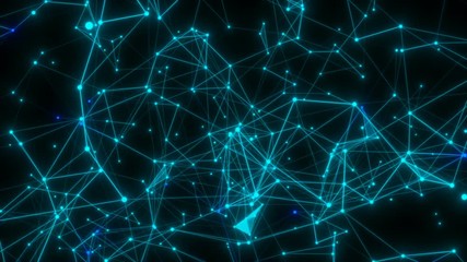 Poster - Unstable structure.Abstract background of technology network. Animation of rotation and flying abstract lines and flicker dots linking network. Animation of seamless loop.