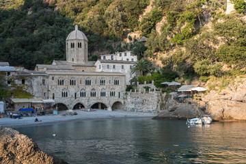 Wall Mural - The abbey of San Fruttuoso, in the promontory of Portofino (northern Italy)