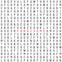 Wall Mural - Forgive me. Find the words in the word puzzle.