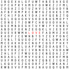 love. find the word in the word puzzle.