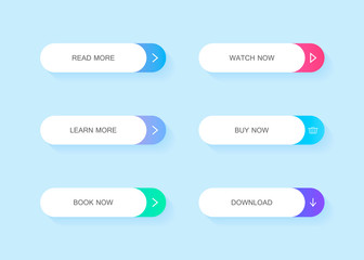 Poster - Set of modern material style buttons. Different gradient colors. Modern vector illustration flat style