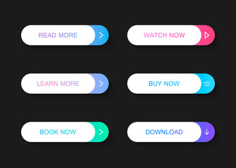 Poster - Set of modern material style buttons. Different gradient colors. Modern vector illustration flat style