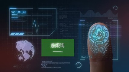 Wall Mural - Finger Print Biometric Scanning Identification System. Saudi Arabia Nationality